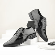 West Port Men Synthetic Patent Lace-Up Party Wear Shoes (M-BT-50-Black)