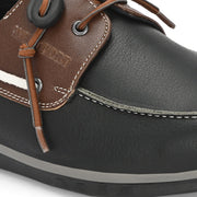 West Port Men Premium Leather Boat Shoes (Fascinate-66-Black-Tan)