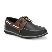 West Port Men Premium Leather Boat Shoes (Fascinate-66-Black-Tan)