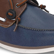 West Port Men Premium Leather Boat Shoes (Fascinate-66-Blue-Tan)