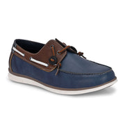 West Port Men Premium Leather Boat Shoes (Fascinate-66-Blue-Tan)