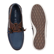 West Port Men Premium Leather Boat Shoes (Fascinate-66-Blue-Tan)