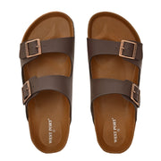 West Port Men's Cushion Sliders | PU Padded Footbed | Bounce Back Technology | Lightweight Flip Flops for Everyday Comfort (M-Aero-09-Brown)