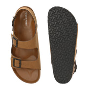 West Port Men's Cushioned Sandals with Buckle Strap – Ultimate Comfort & Style (M-Aero-59-Camel)