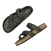 West Port Men's Cushion Sliders | PU Padded Footbed | Bounce Back Technology | Lightweight Flip Flops for Everyday Comfort (M-Aero-29-Black)