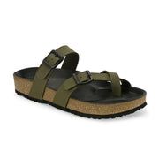 West Port Men's Cushion Sliders | PU Padded Footbed | Bounce Back Technology | Lightweight Flip Flops for Everyday Comfort (M-Aero-29-Olive)
