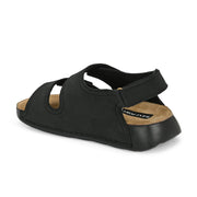 West Port Men Genuine Leather Dual Adjustable Straps Sandals (M-WW-07-BLACK)