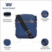 West Port Urban Messenger Crossbody Sling Bag – Smart & Handsfree (URBAN MESSENGER-NAVY)