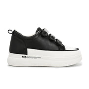 Women Crystal Embellished Velcro Straps Platform Sneakers (W-ATF-25-BLACK)