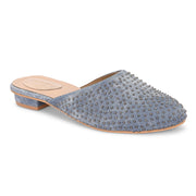 Women Blue Embellished Closed-Toe Mules (W-RST-122-BLUE)