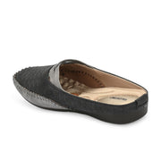 Women Black & Grey Comfort Slip-On Flats (W-ST-18-BLACK)