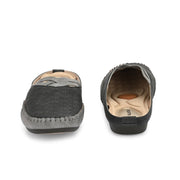 Women Black & Grey Comfort Slip-On Flats (W-ST-18-BLACK)
