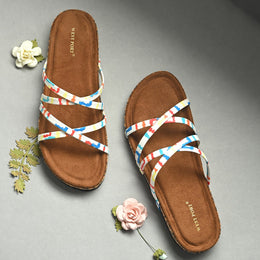 Women Colorful Strap Sandals - Premium Collection (W-UV-01-WHITE-MULTI)