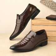 West Port Men Synthetic Patent Slip-On Party Wear Shoes (M-BT-03-Brown)