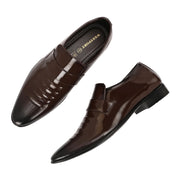 West Port Men Synthetic Patent Slip-On Party Wear Shoes (M-BT-03-Brown)