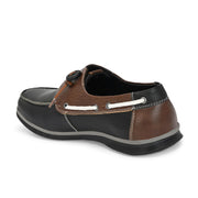 West Port Men Premium Leather Boat Shoes (Fascinate-66-Black-Tan)