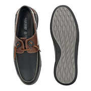 West Port Men Premium Leather Boat Shoes (Fascinate-66-Black-Tan)