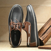 West Port Men Premium Leather Boat Shoes (Fascinate-66-Black-Tan)