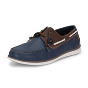 West Port Men Premium Leather Boat Shoes (Fascinate-66-Blue-Tan)