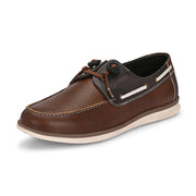 West Port Men Premium Leather Boat Shoes (Fascinate-66-Tan-Grey)