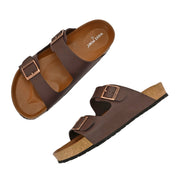 West Port Men's Cushion Sliders | PU Padded Footbed | Bounce Back Technology | Lightweight Flip Flops for Everyday Comfort (M-Aero-09-Brown)