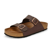 West Port Men's Cushion Sliders | PU Padded Footbed | Bounce Back Technology | Lightweight Flip Flops for Everyday Comfort (M-Aero-09-Brown)