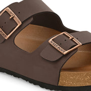 West Port Men's Cushion Sliders | PU Padded Footbed | Bounce Back Technology | Lightweight Flip Flops for Everyday Comfort (M-Aero-09-Brown)