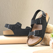 West Port Men's Cushioned Sandals with Buckle Strap – Ultimate Comfort & Style (M-Aero-59-Black)