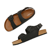 West Port Men's Cushioned Sandals with Buckle Strap – Ultimate Comfort & Style (M-Aero-59-Black)