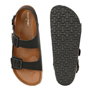 West Port Men's Cushioned Sandals with Buckle Strap – Ultimate Comfort & Style (M-Aero-59-Black)