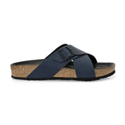 West Port Men's Cushion Sliders | PU Padded Footbed | Bounce Back Technology | Lightweight Flip Flops for Everyday Comfort (M-Aero-19-Navy)