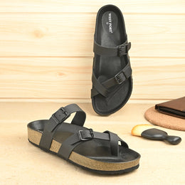 West Port Men's Cushion Sliders | PU Padded Footbed | Bounce Back Technology | Lightweight Flip Flops for Everyday Comfort (M-Aero-29-Black)