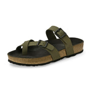 West Port Men's Cushion Sliders | PU Padded Footbed | Bounce Back Technology | Lightweight Flip Flops for Everyday Comfort (M-Aero-29-Olive)