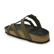 West Port Men's Cushion Sliders | PU Padded Footbed | Bounce Back Technology | Lightweight Flip Flops for Everyday Comfort (M-Aero-29-Olive)