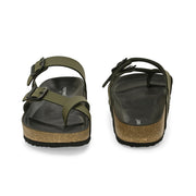 West Port Men's Cushion Sliders | PU Padded Footbed | Bounce Back Technology | Lightweight Flip Flops for Everyday Comfort (M-Aero-29-Olive)