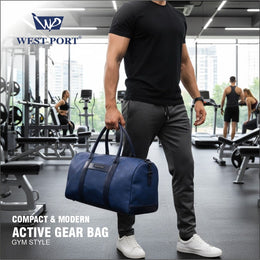 West Port Active Gear Bag – Compact & Modern Gym Style (ACTIVE GEAR BAG-NAVY-20L)