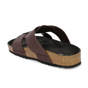 West Port Men's Cushion Sliders | PU Padded Footbed | Bounce Back Technology | Lightweight Flip Flops for Everyday Comfort (M-Aero-28-Brown)