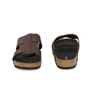 West Port Men's Cushion Sliders | PU Padded Footbed | Bounce Back Technology | Lightweight Flip Flops for Everyday Comfort (M-Aero-28-Brown)