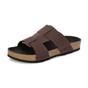 West Port Men's Cushion Sliders | PU Padded Footbed | Bounce Back Technology | Lightweight Flip Flops for Everyday Comfort (M-Aero-28-Brown)