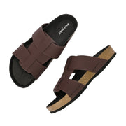 West Port Men's Cushion Sliders | PU Padded Footbed | Bounce Back Technology | Lightweight Flip Flops for Everyday Comfort (M-Aero-28-Brown)