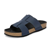 West Port Men's Cushion Sliders | PU Padded Footbed | Bounce Back Technology | Lightweight Flip Flops for Everyday Comfort (M-Aero-28-Navy)