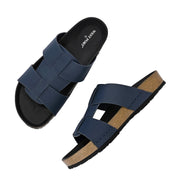 West Port Men's Cushion Sliders | PU Padded Footbed | Bounce Back Technology | Lightweight Flip Flops for Everyday Comfort (M-Aero-28-Navy)