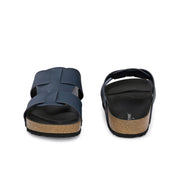 West Port Men's Cushion Sliders | PU Padded Footbed | Bounce Back Technology | Lightweight Flip Flops for Everyday Comfort (M-Aero-28-Navy)