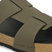 West Port Men's Cushion Sliders | PU Padded Footbed | Bounce Back Technology | Lightweight Flip Flops for Everyday Comfort (M-Aero-28-Olive)