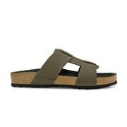 West Port Men's Cushion Sliders | PU Padded Footbed | Bounce Back Technology | Lightweight Flip Flops for Everyday Comfort (M-Aero-28-Olive)