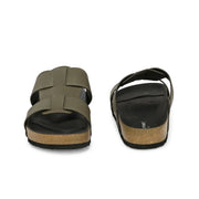 West Port Men's Cushion Sliders | PU Padded Footbed | Bounce Back Technology | Lightweight Flip Flops for Everyday Comfort (M-Aero-28-Olive)