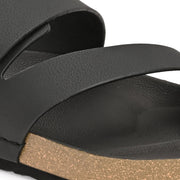 West Port Men's Cushion Sliders | PU Padded Footbed | Bounce Back Technology | Lightweight Flip Flops for Everyday Comfort (M-Aero-38-Black)