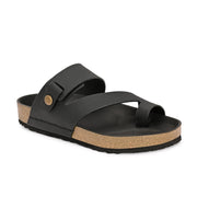 West Port Men's Cushion Sliders | PU Padded Footbed | Bounce Back Technology | Lightweight Flip Flops for Everyday Comfort (M-Aero-38-Black)