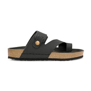 West Port Men's Cushion Sliders | PU Padded Footbed | Bounce Back Technology | Lightweight Flip Flops for Everyday Comfort (M-Aero-38-Black)