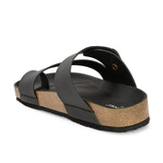 West Port Men's Cushion Sliders | PU Padded Footbed | Bounce Back Technology | Lightweight Flip Flops for Everyday Comfort (M-Aero-38-Black)